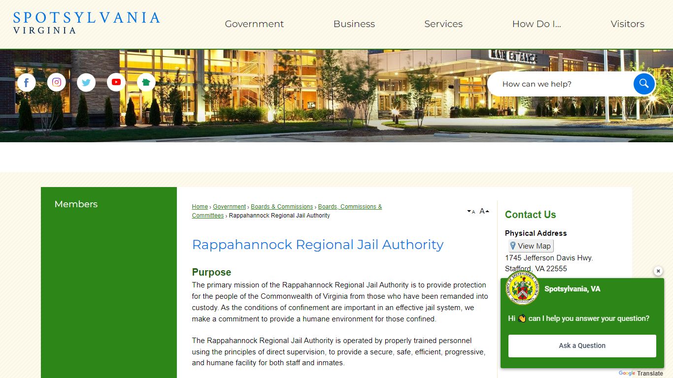 Rappahannock Regional Jail Authority | Spotsylvania County, VA